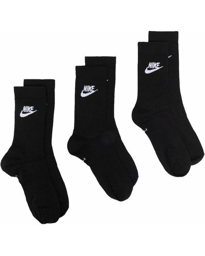 Nike Three-pack Logo-print Crew Socks - Black