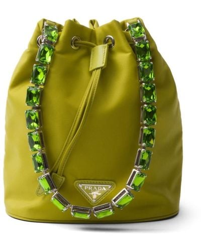 Prada Mini sac seau à plaque logo - Vert