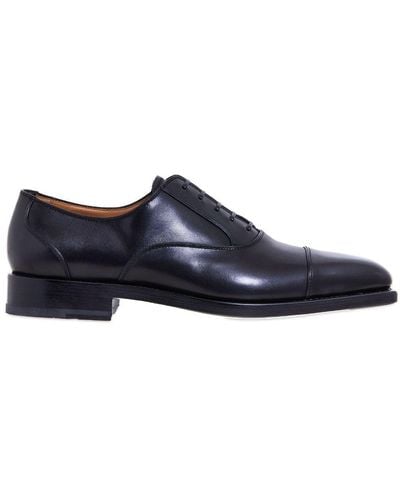 Ferragamo Tonal-toecap Leather Oxford Shoes - Blue