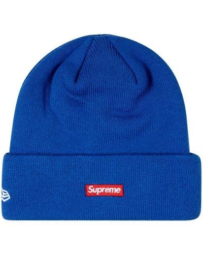 Supreme X New Era S Logo Beanie Hat - Blue
