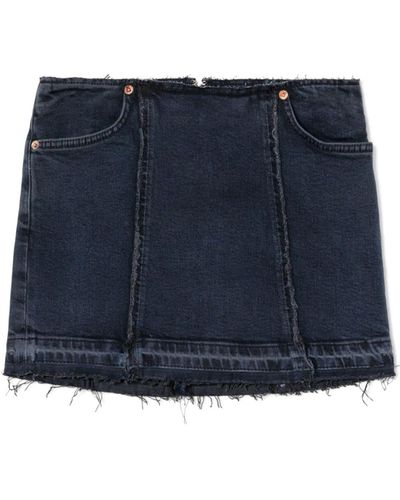 RE/DONE Frayed Denim Miniskirt - Blue