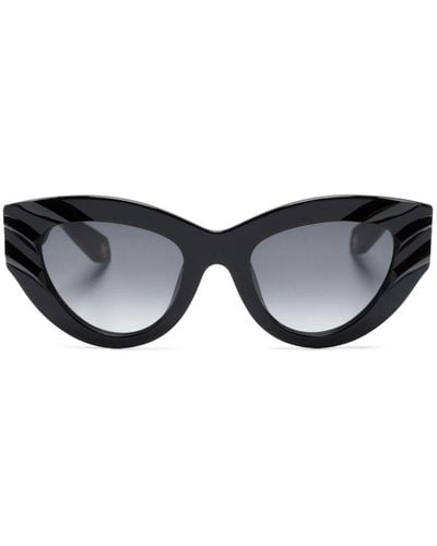 Roberto Cavalli Logo-print Cat Eye-frame Sunglasses - Black