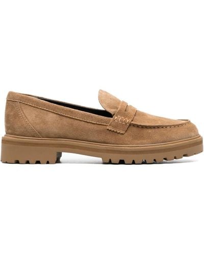 Reformation Agathea Chunky Suede Loafers - Brown