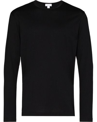 Sunspel T-shirt Met Lange Mouwen - Zwart