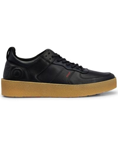 HUGO Logo-embossed Lace-up Trainers - Black