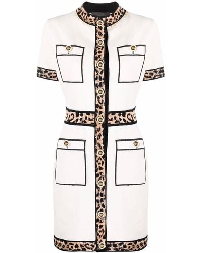 Philipp Plein Leopard Trim Dress - White