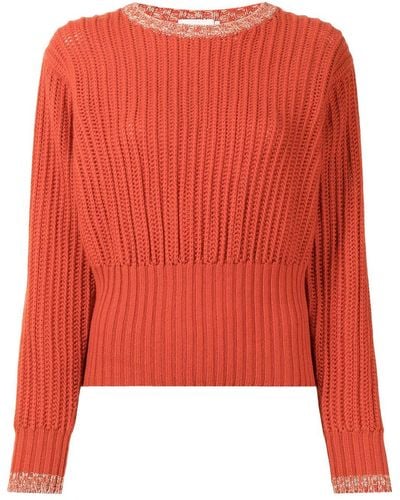Agnona Ribbed-knit Crew-neck Sweater - Red