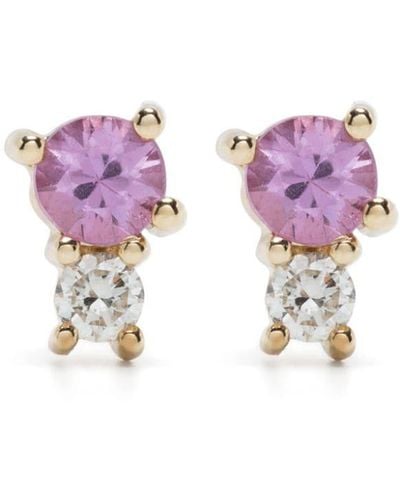 Adina Reyter 14kt Yellow Amigos Diamond And Sapphire Earrings - Purple