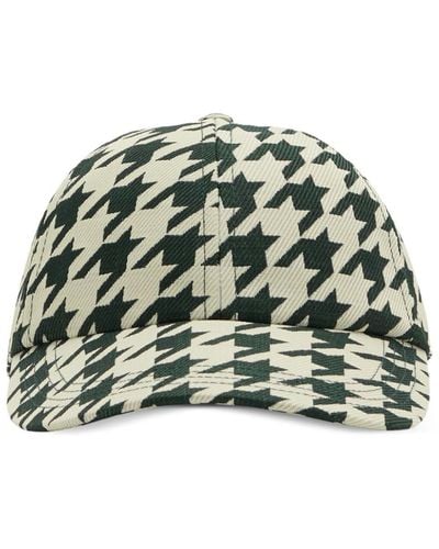 Burberry Houndstooth-pattern Cotton Cap - Green