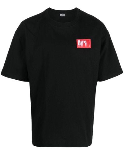 DIESEL T-shirt à logo appliqué - Noir