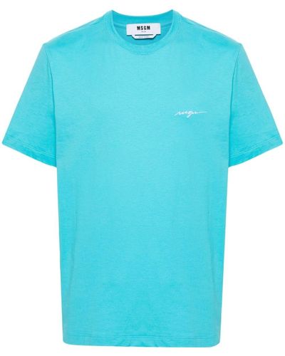 MSGM Camiseta con logo bordado - Azul