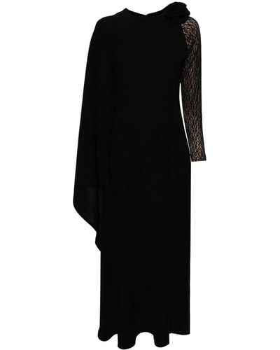 Rayane Bacha Lace-sleeve Crepe Maxi Dress - Black