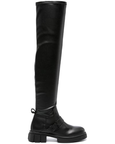 Tommy Hilfiger Thigh-high Faux-leather Boots - Black