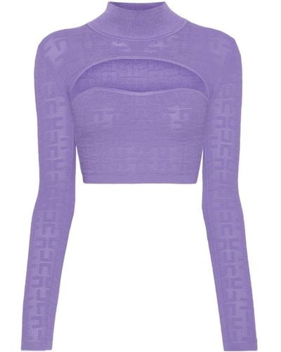 Elisabetta Franchi Logo-jacquard Knitted Top - Purple