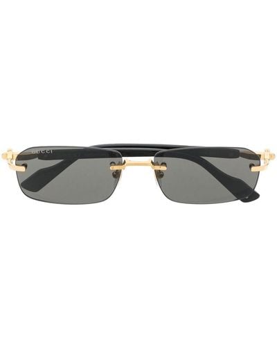 Gucci Rimless Rectangle-frame Sunglasses - Grey