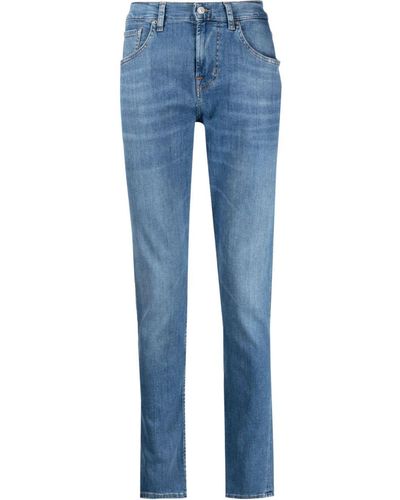 7 For All Mankind Ausgeblichene Straight-Leg-Jeans - Blau