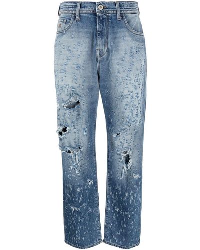 Jacob Cohen Kendal Destroyed-effect Wide-leg Jeans - Blue