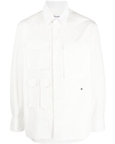 Etudes Studio Camisa con múltiples bolsillos de solapa - Blanco