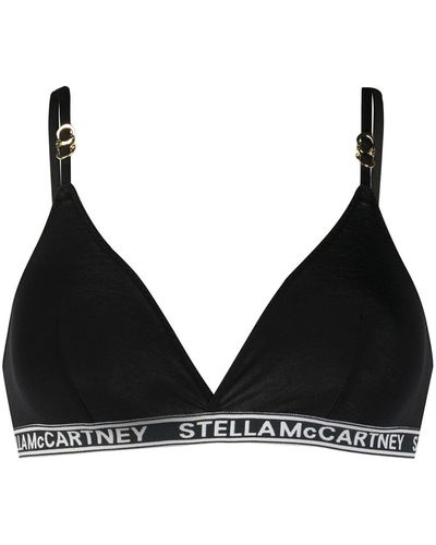 Stella McCartney Jacquard Logo Triangle Bra - Black
