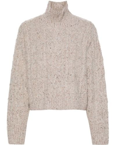 Munthe Roll-neck Speckle-knit Sweater - Natural