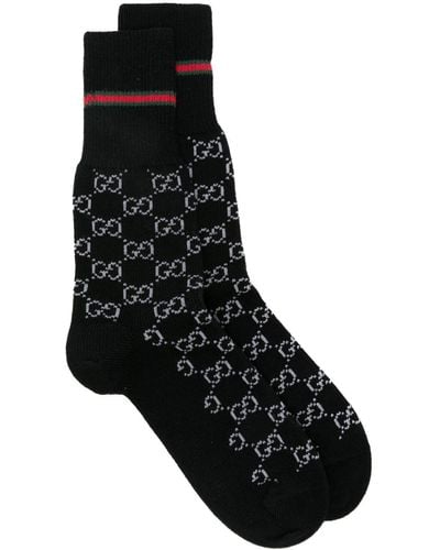 Gucci Chaussettes en coton à motif monogrammé GG - Noir