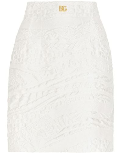 Dolce & Gabbana Brocade Mini Skirt - White