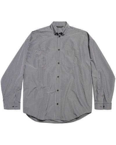 Balenciaga Logo-print Check-pattern Shirt - Grey