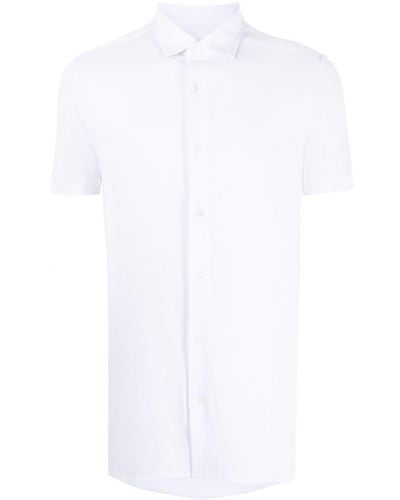 Emporio Armani Chemise en popeline à manches courtes - Blanc