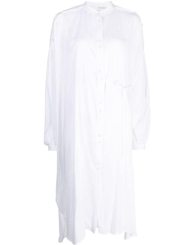 Isabel Benenato Long-sleeve Button-up Dress - White