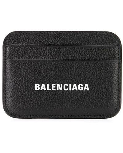 Balenciaga Porte-cartes en cuir à imprimé logo Cash - Noir