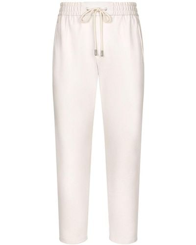 Dolce & Gabbana Pantalon de jogging à plaque logo - Blanc