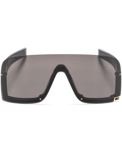 Gucci Oversized Shield-frame Sunglasses - Gray