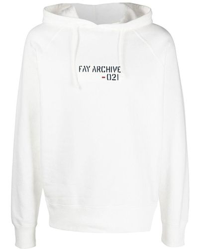 Fay Hoodie en coton à logo imprimé - Blanc