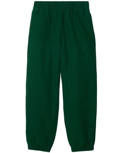 Burberry Ekd Logo-patch Cotton Track Trousers - Green