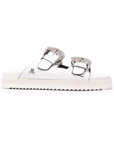Philipp Plein Cocco Leather Sandals - White