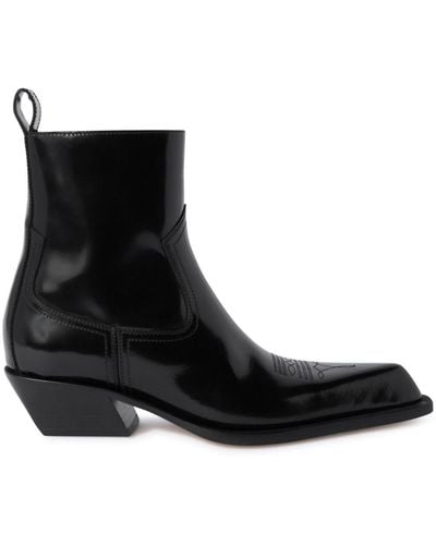 Off-White c/o Virgil Abloh Western Leather Blade Boots in Black