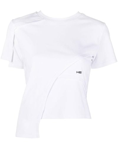 HELIOT EMIL T-shirt Met Geborduurd Logo - Wit
