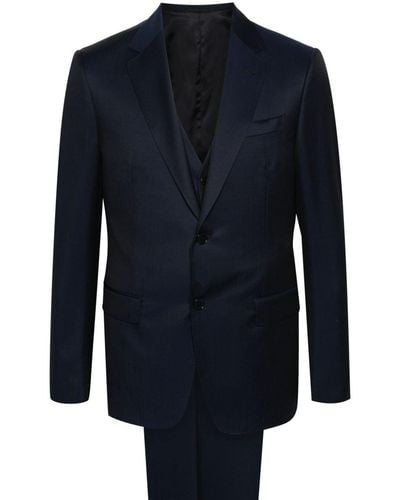 Zegna ツイル スーツ - ブルー
