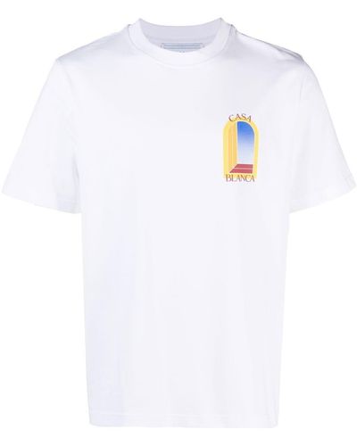 Casablancabrand Logo-print crew neck T-shirt - Blanco