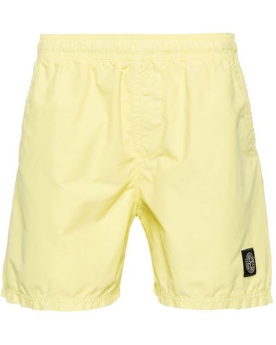 Stone Island Compass-patch Swim Shorts - Yellow