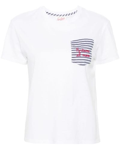 Mc2 Saint Barth Emilie Slogan-embroidered T-shirt - White