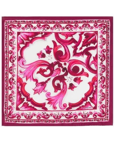 Dolce & Gabbana Graphic-print Silk Scarf - Pink
