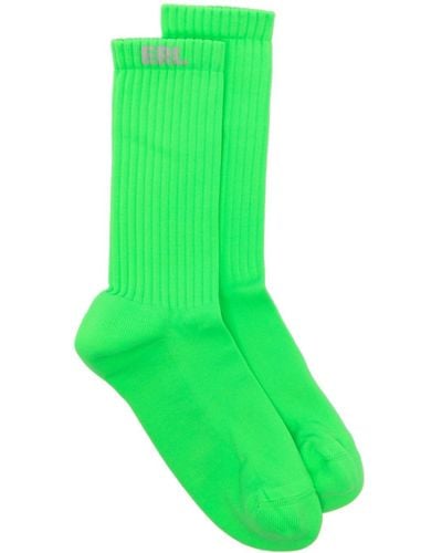 ERL Logo-intarsia Ribbed-knit Socks - Green