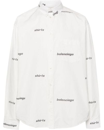 Balenciaga Logo-print Poplin Shirt - White