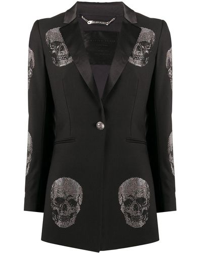 Philipp Plein Rhinestone-embellished Skull Blazer - Black