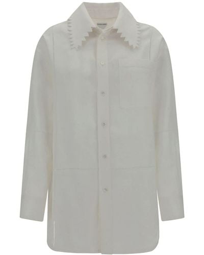 Bottega Veneta Embroidered Linen Shirt - Grey