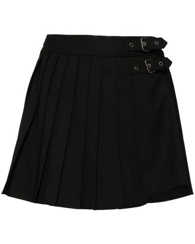 Chocoolate Buckle-fastening Pleated Miniskirt - Black