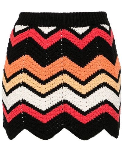 Alanui Kaleidoscopic Chevron-Knit Miniskirt - Black
