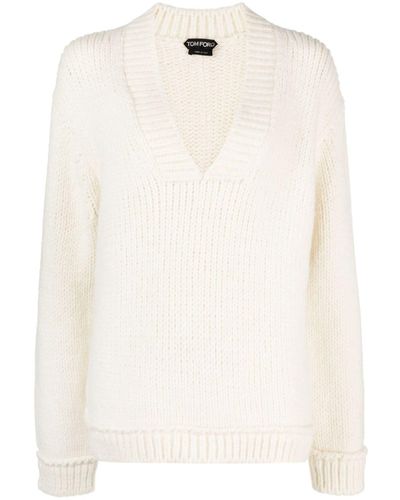 Tom Ford V-neck Wool Sweater - White