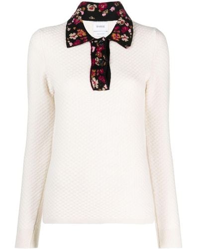 Barrie Floral-print Cashmere Sweater - White